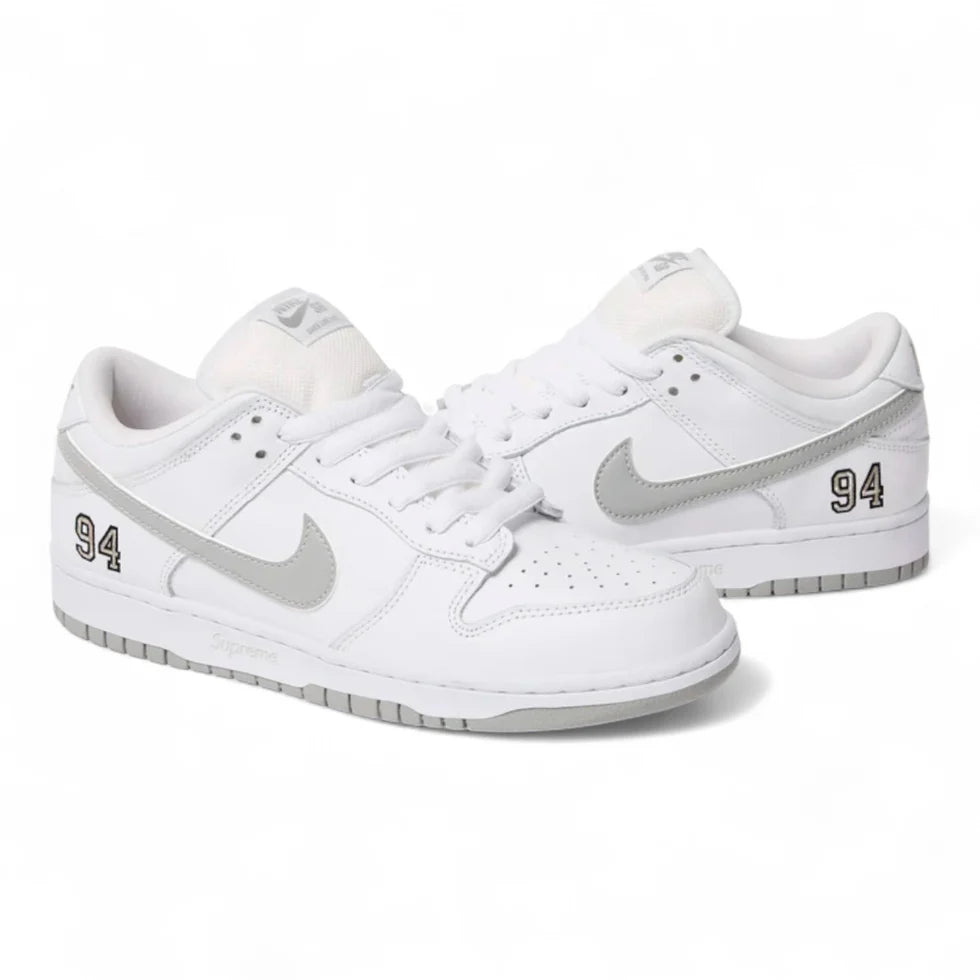 Nike SB Dunk Low Supreme 94 White Metallic Silver