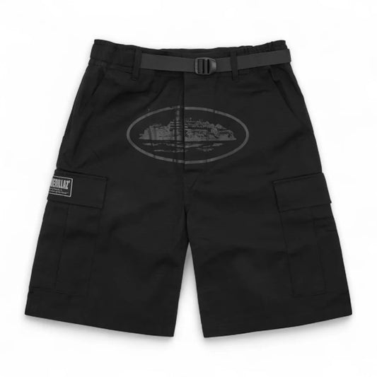 Corteiz Alcatraz Cargo Shorts - Triple Black