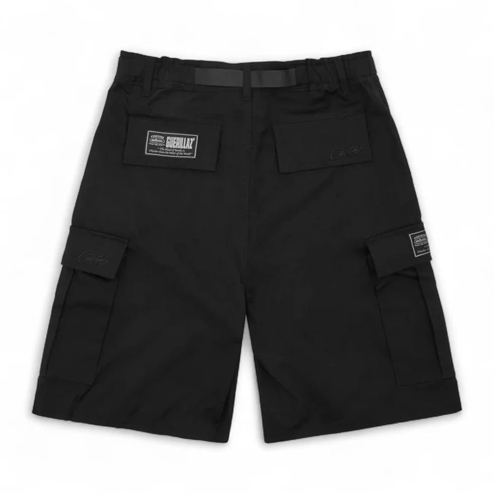 Corteiz Alcatraz Cargo Shorts - Triple Black