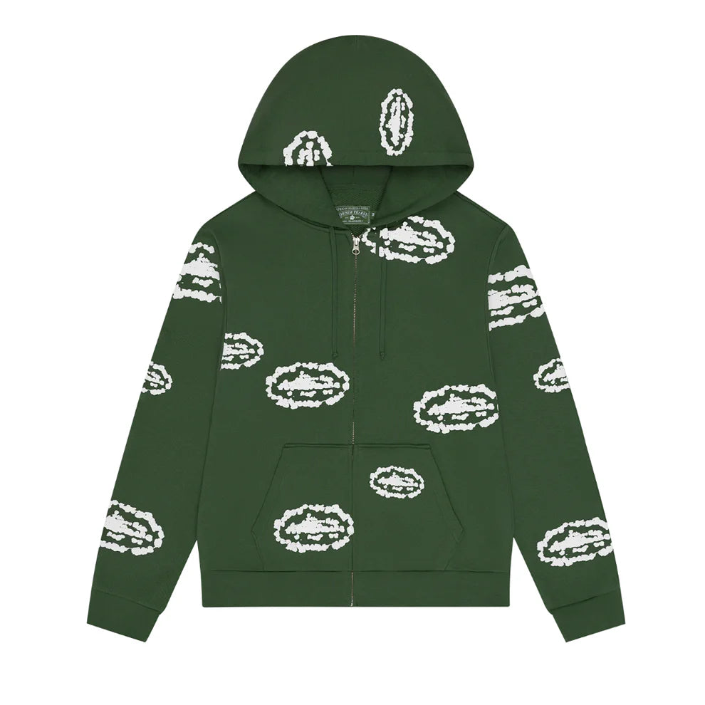 CORTEIZ X DENIM TEARS ISLAND WREATH ZIP HOODIE GREEN