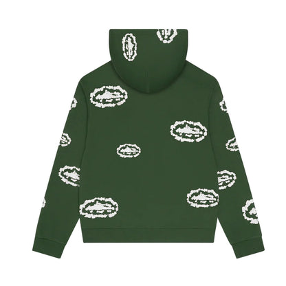 CORTEIZ X DENIM TEARS ISLAND WREATH ZIP HOODIE GREEN